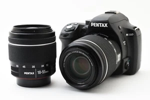 PENTAX K-50 16.3MP Digital SLR Camera Black Body Two Lens Set Excellent Japan - Picture 1 of 12
