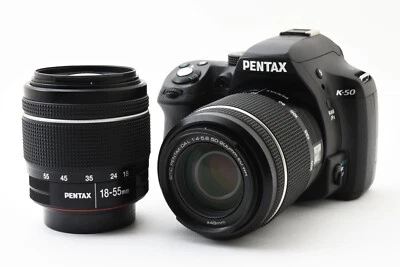 Pentax K-50 16.3MP Digital SLR Kamera Schwarz Körper Zwei Objektiv Set Japan - Bild 1 von 4