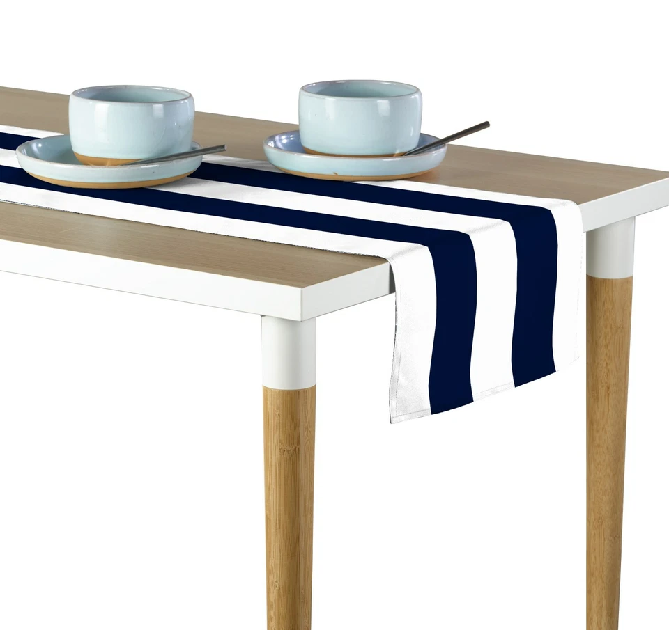 Navy & White Cabana Stripe Table Runners - 12"x72" or 14"x108" - Image 1 of 1