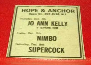 Jo Ann Kelly Hope And Anchor Gig Vintage ORIGINAL 1972 Press/Mag ADVERT 2"x 1.5" - Picture 1 of 3