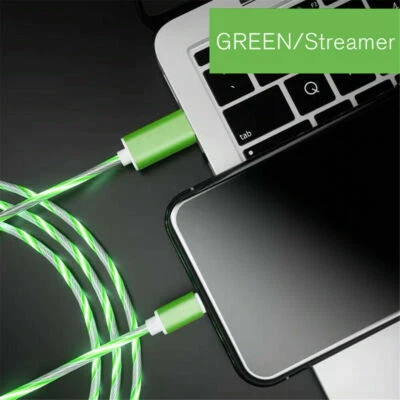 LED Light Up Charging Charger Cable USB Cord Flowing Cable For iPhone For IOS - Image 1 of 4
