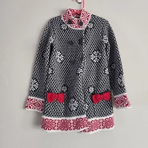Tahari girl Medium (5/6) holiday cardigan sweater dress snowflake bows - Picture 1 of 9