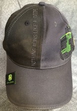 John Deere Hat Cap Gray & Black Body Nothing Runs Like a Deere Adjustable