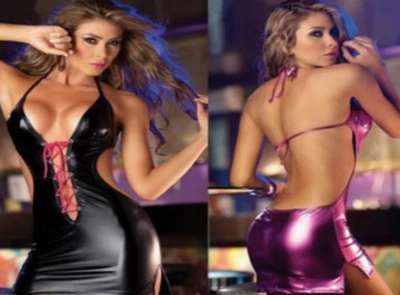 Halloween Pink Costume Metallic One piece Sexy Outfit Fancy Dress Cosplay - Image 1 of 4