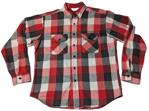 VTG FIVE BROTHER Men Large (16/16.5) Red Plaid Flannel Shirt UNION Made In USA - Picture 1 of 17