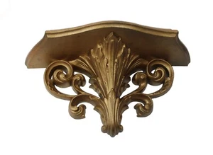 Vintage Burwood Shelf Ornate in Gold Color 70s' USA 2148B Hollywood Regency Glam - Picture 1 of 7