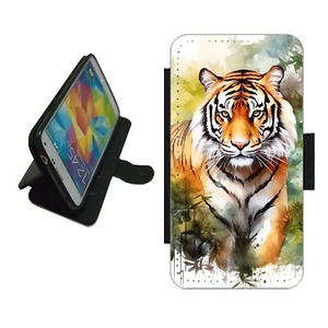 Tiger Phone Case Wallet flip cover For iPhone Samsung TIG2 animal stripes - Picture 1 of 5