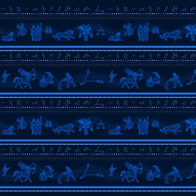 Tecido de astrologia do zodíaco constelações signos de estrelas acima do algodão Henry quintal de vidro - Imagem 1 de 4