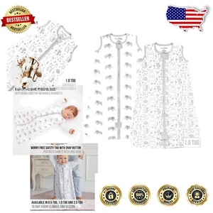 Safe & Snug Baby Sleep Sacks 1.0 TOG with Two-Way Zip - Unisex 2-Pack (12-18M) - Picture 1 of 11