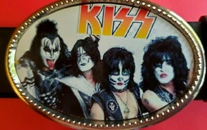 KISS Rock Band Epoxy PHOTO MUSIC BELT BUCKLE - NEW! - Picture 1 of 2
