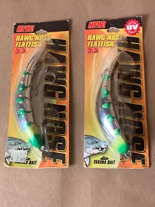 (LOT OF 2) Hawg Nose Flatfish - Grinch 5.5 ~ Yakima Bait ~ One Marked UV - Picture 1 of 5