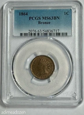 1864 1C Indian Cent Bronze (PCGS MS63BN) MN15967RP - Image 1 of 4