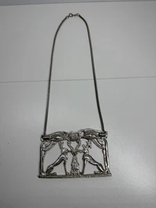Stunning Accessocraft NYC Silver Tone Egyptian Revival Statement Necklace Horus - Picture 1 of 9