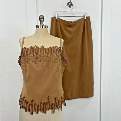 Conjunto de 2 piezas de top y falda para mujer LOUISE RICCI talla 16 marrón sin mangas Foto 1 de 4