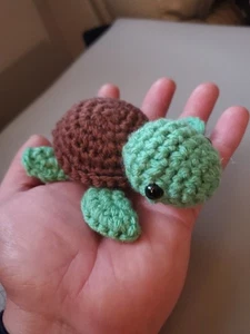 Turtle Plush Handmade Crochet Amigurumi Plushie Stuffed Toy Mini Turtle - Picture 1 of 6