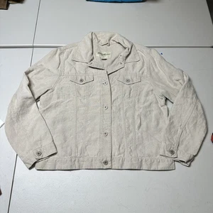 Eddie Bauer Linen Trucker Jacket Woman’s Large - Picture 1 of 7