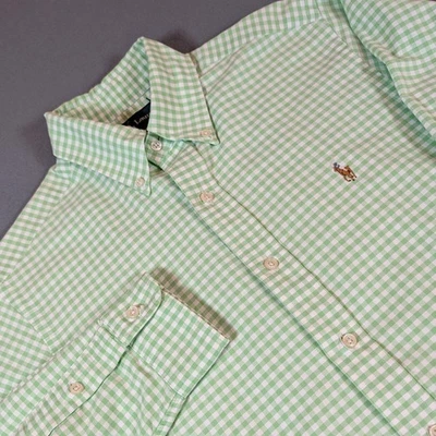 Camisa Ralph Lauren Para Hombres Calce Clásico Guinga Abotonada Carne Poni Color Talla S Foto 1 de 4