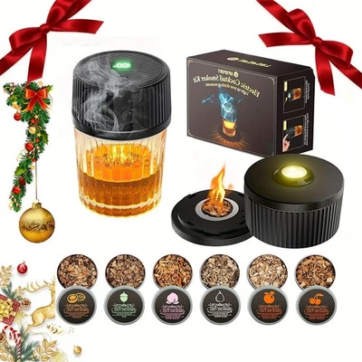 Kit ahumador de whisky eléctrico 2025 actualizado, recargable ahumador de cóctel 4 luces Foto 1 de 4