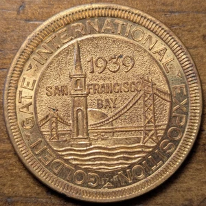 Medalla Golden Gate 1939 Exposición Internacional Oración del Señor Católico HK479A - Imagen 1 de 4