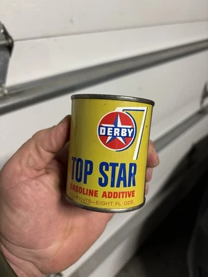 Aditivo de gasolina Derby Top Star lata de metal completa de 8 oz Wichita Kansas Foto 1 de 4