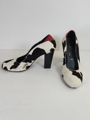 Donald J Pilner Marrón Blanco Estampado de Vaca Pelo de Poni 4" Tacones Altos Zapatos Bombas S 7.5M Foto 1 de 4