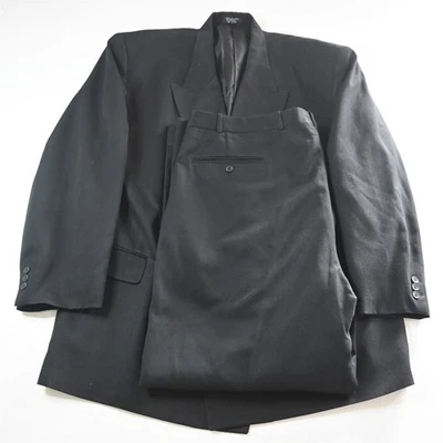 Soho 50L 44x32 Black Double Breasted Mens Jacket Pants Suit - Image 1 of 4