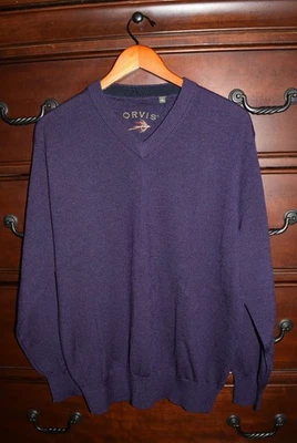 Suéter para hombre Orvis 100 % lana merino púrpura liso cuello en V talla mediana M Foto 1 de 4