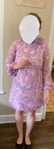 VINTAGE C. 1965 WOMAN'S PINK GO-GO DRESS WITH RUFFLES - MADE IN ENGLAND - SIZE 4 - Picture 1 of 23