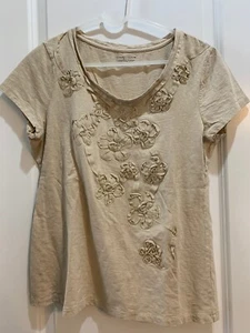 Charter Club T Shirt Beige Front Embellishments Embellished Women’s Size Large - Picture 1 of 5