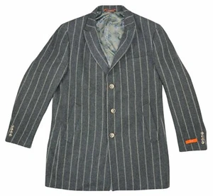 Tallia Slim Fit Striped Print Veracruz Men's Wool Blend Overcoat Large NWT Grey - Picture 1 of 1