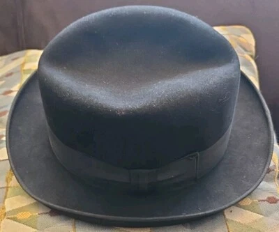 Sombrero sombrero estilo fedora negro vintage Saks Fifth Ave años 40 talla EE. UU. 7 1/4 Fred Foto 1 de 4