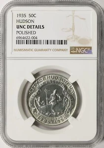1935 Hudson 50c Commemorative Half Dollar NGC Unc Details Polished - Picture 1 of 4