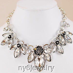 Gorgeous! Evening Necklace with Crystal Accents and Silver Tone Clasp 18"