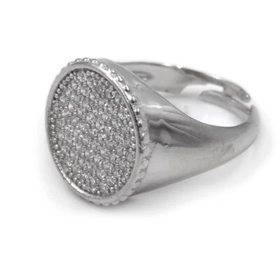 Anello Rotondo in Argento 925 Modello Chevalier con Zirconi Bianchi - Immagine 1 di 4