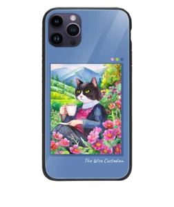 Glas Handyhülle für Apple iPhone 14 Pro - Katzen Wasser Malerei Zeichnung Bild - Bild 1 von 2
