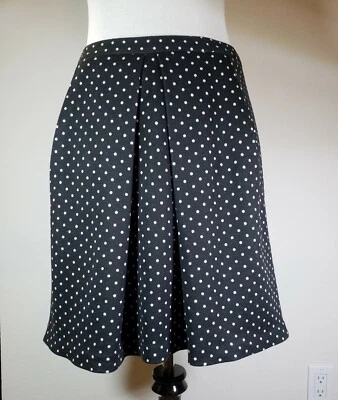Falda ANNE KLEIN Mujer 4 Negra Blanca Forrada a Lunares Plisada Cremallera Tejida Foto 1 de 4