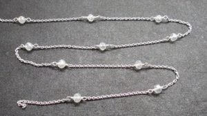 5 Feet Rosary Chain Rainbow Crystals 4mm Roundels Silver Antique Polished - Picture 1 of 2