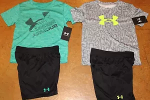 Under Armour Boys Lot 4T Shirt & Shorts (2) 2 Piece Outfit Sets NWT! - Picture 1 of 7