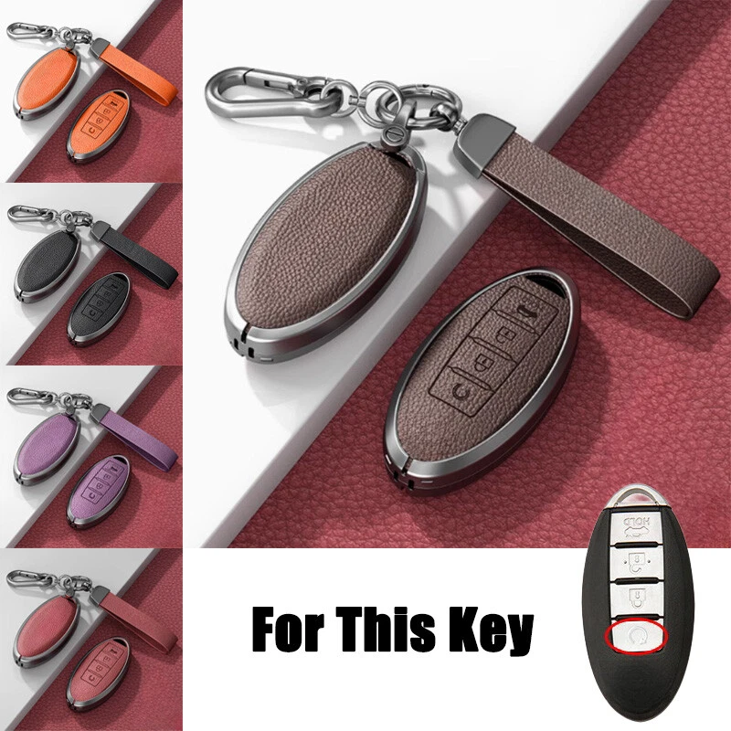 Zinc Alloy Leather Car Key Case Cover For Nissan Pathfinder Rogue Sentra Versa Foto 1 de 4