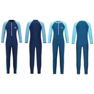 Kids Girls Bathing Fashion Swimsuit Full Body Bodysuit Long Sleeve One-piece - Picture 1 of 25