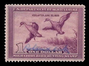 RW5 1938 Signed Federal Duck Stamp Variety - Picture 1 of 2