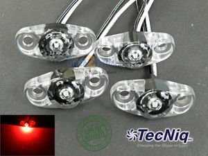 4 - TecNiq Clear/ Red LED light Clearance Marker Trailer Truck Surface 2 wire - Picture 1 of 1