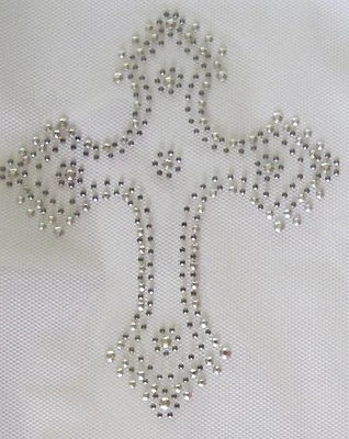 #7563 4-1/2"x5-1/2" Rhinestone Iron On Transfer HOT FIX Cross - Изображение 1 из 2