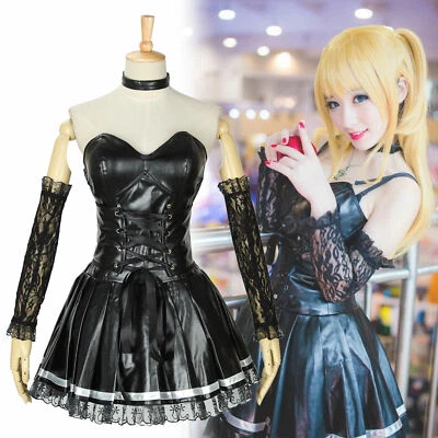 Anime Misa Amane Cosplay Costume Black Strap Leather Gothic Sexy Dress - Image 1 of 4