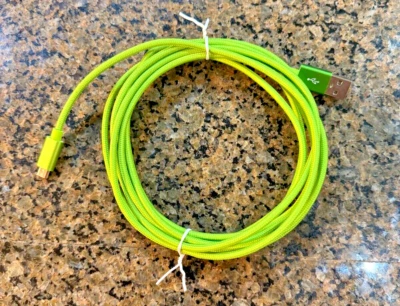 USB-A to USB Micro Charging/Data Transfer Cable Cord 10' Neon Green Phone Cable - Image 1 of 3