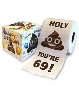 Printed TP 69th Birthday Gift Toilet Paper Funny Gag Gift Prank - 500 Sheets - Picture 1 of 7