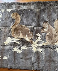 vintage FUR Wall Hanging SQUIRRELS 56” X 40” Lake Cabin Lodge / Rug - Picture 1 of 20
