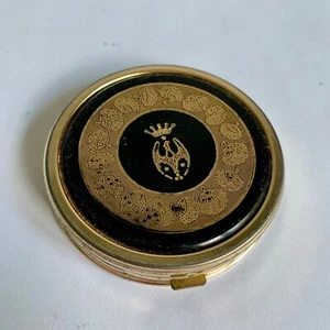 Metal compacto con detalle de corona de águila negra y dorado vintage Max Factor - Imagen 1 de 8