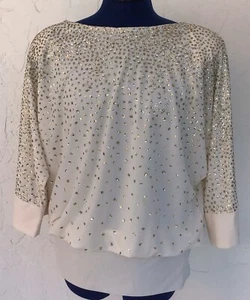 LADIES BLOUSE BEADED 3/4 SLEEVE SHIRT-SZ 8- MINT COND A MARTINIQUE FASHION - Picture 1 of 4