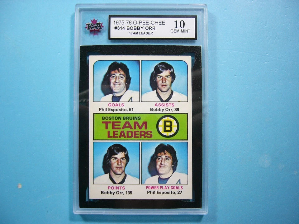 1975/76 O-PEE-CHEE NHL HOCKEY CARD #314 BOBBY ORR LEADER KSA 10 GEM MINT OPC - Image 1 of 4
